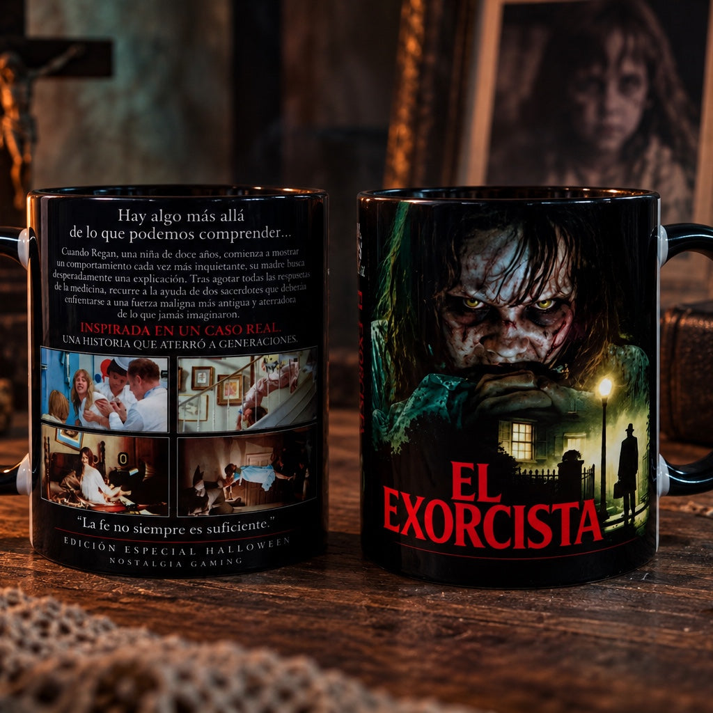 Taza El Exorcista: vista frontal y trasera juntas
