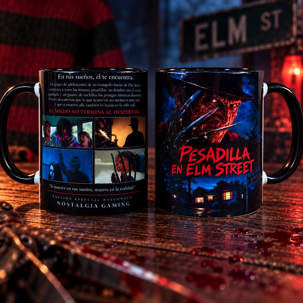 Taza Pesadilla en Elm Street, vista de ambas caras