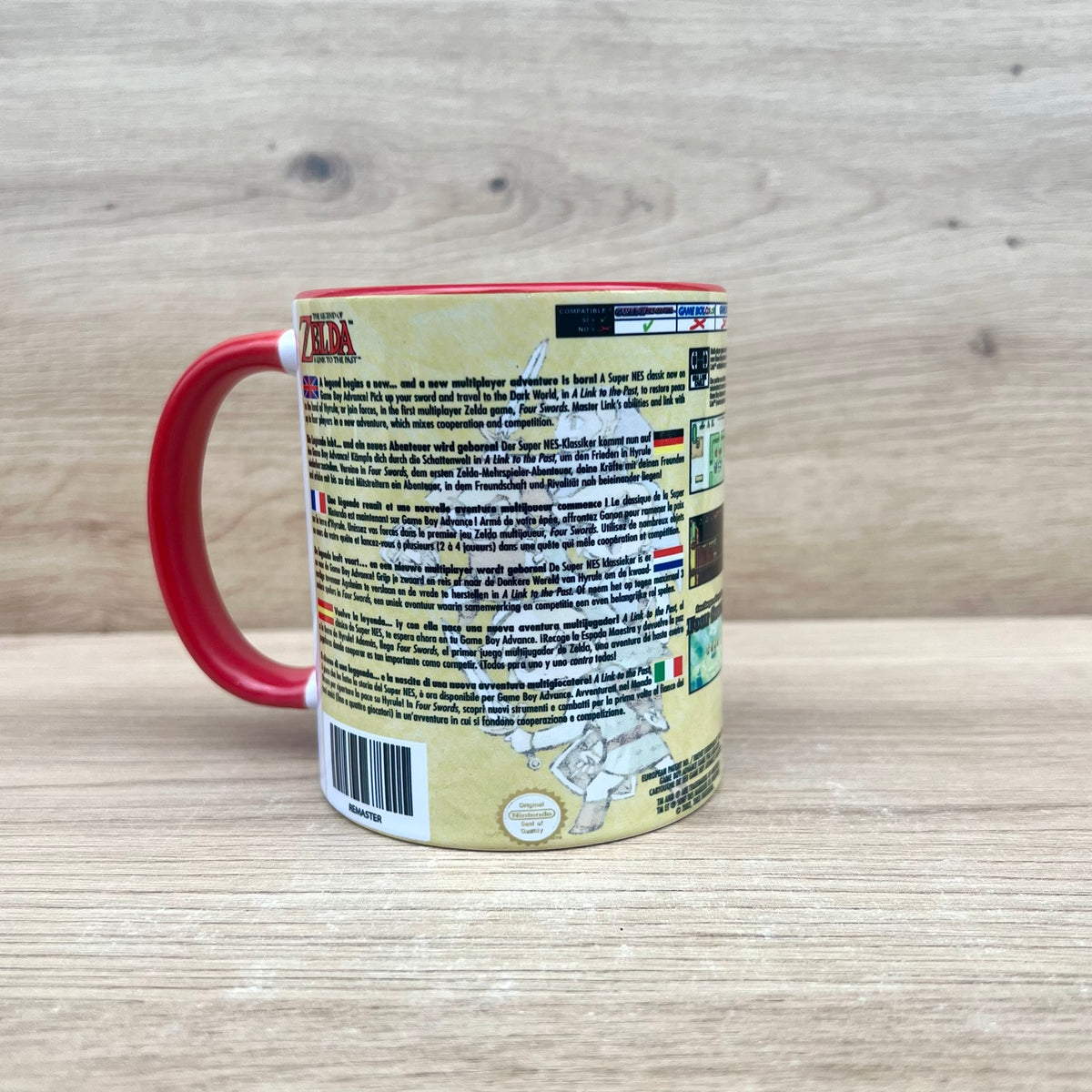 Taza The Legend of Zelda: A Link to the Past & Four Swords para Game Boy Advance, vista trasera