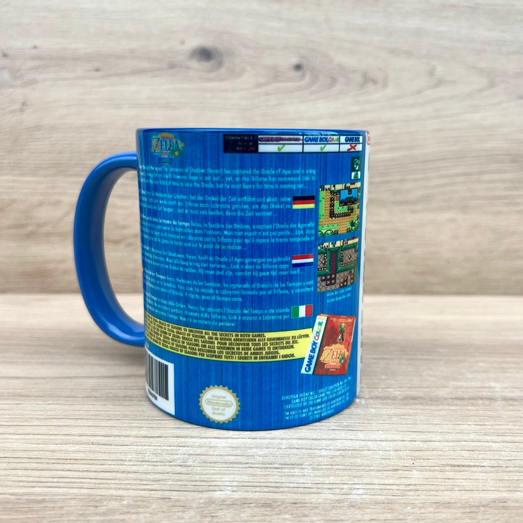 Taza The Legend of Zelda: Oracle of Ages para Game Boy Color, vista trasera