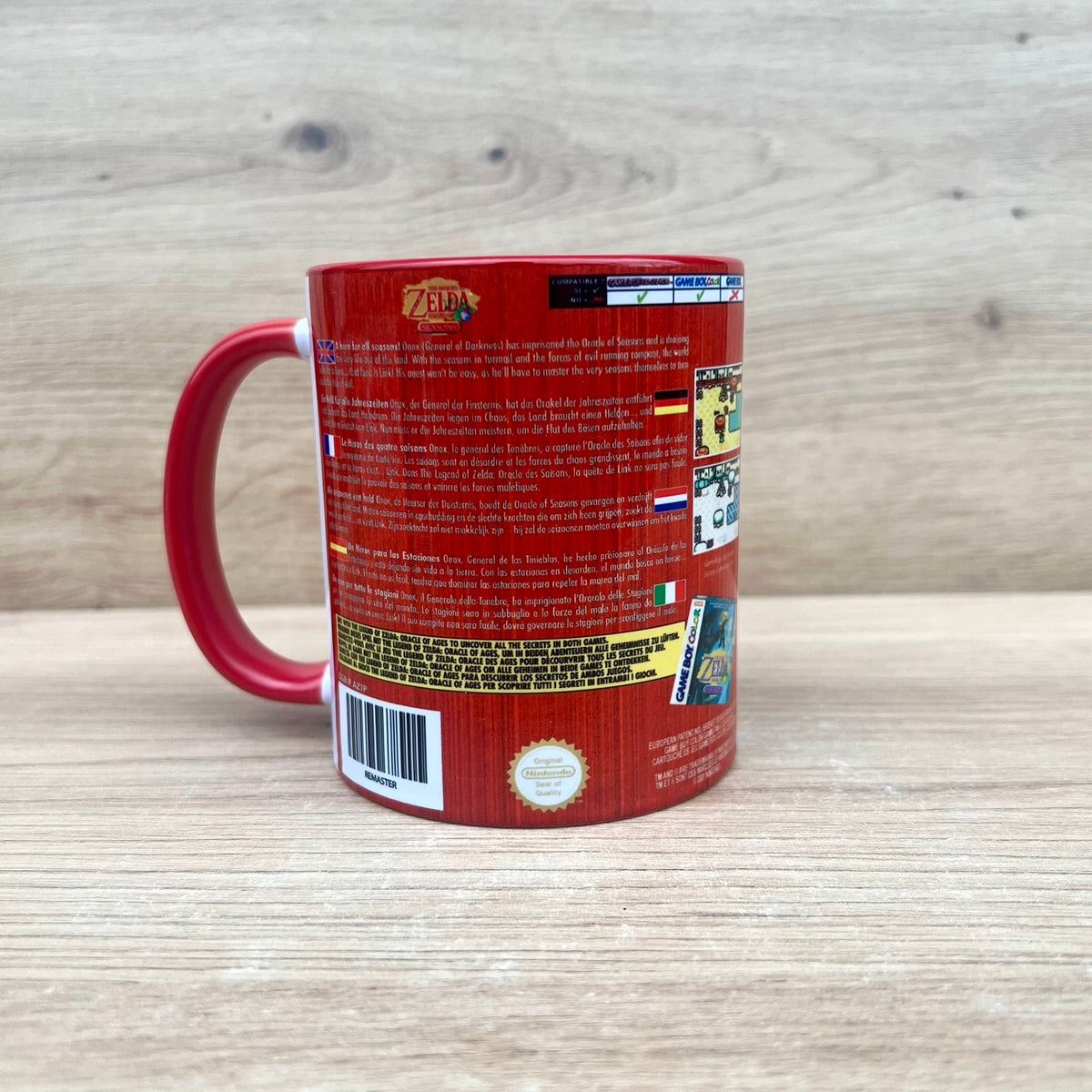 Taza The Legend of Zelda: Oracle of Seasons para Game Boy Color, vista trasera